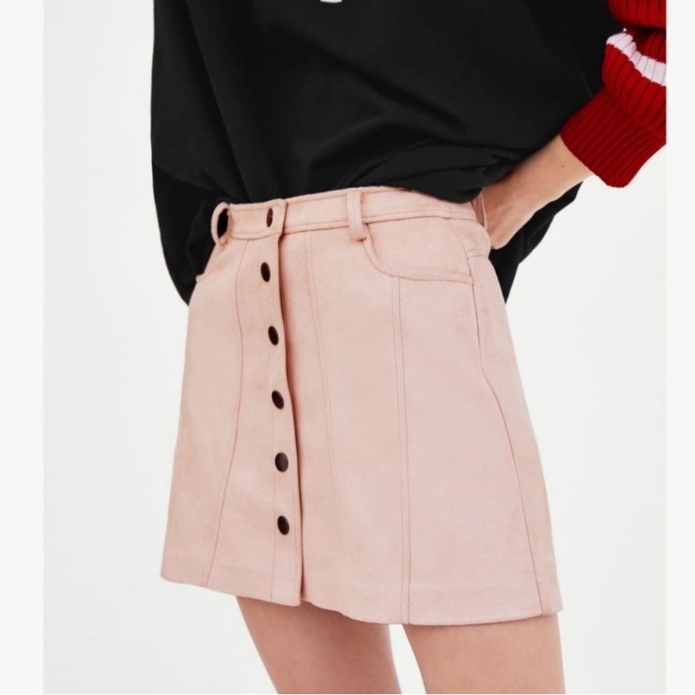 ZARA sued washed pink mini skirt